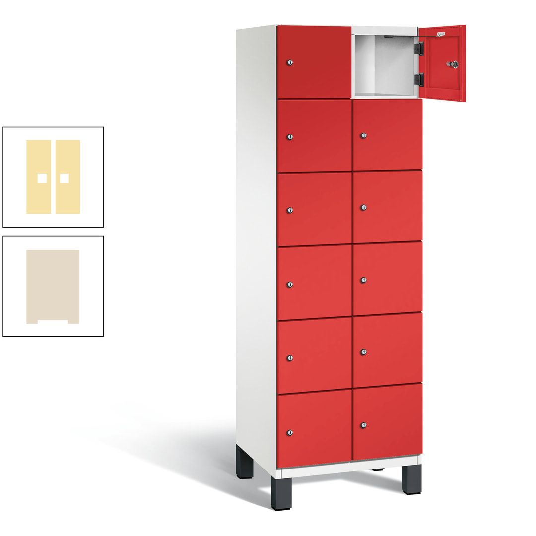 Fächerschrank, Stahlschrank, 12 Fächer, Türöffnungsbegrenzer, Füße, 1.980 x 600 x 525 mm (HxBxT), Korpus anthrazitgrau, Front anthrazitgrau
