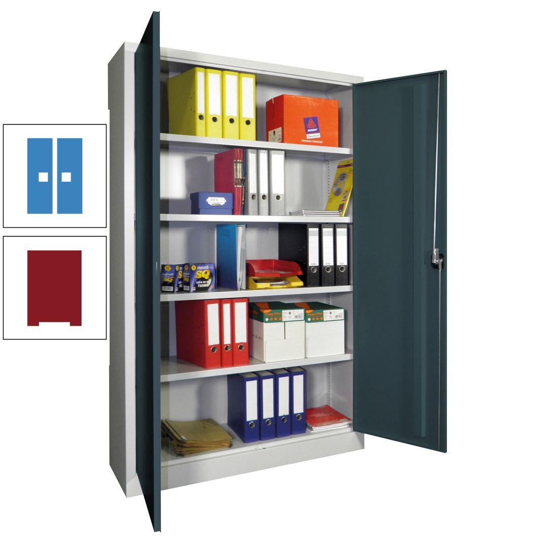 Aktenschrank - Vollblechtüren - 1.950x1.200x400 mm (HxBxT) - 4 Einlegeböden verzinkt - Zylinderschloss - anthrazitgrau