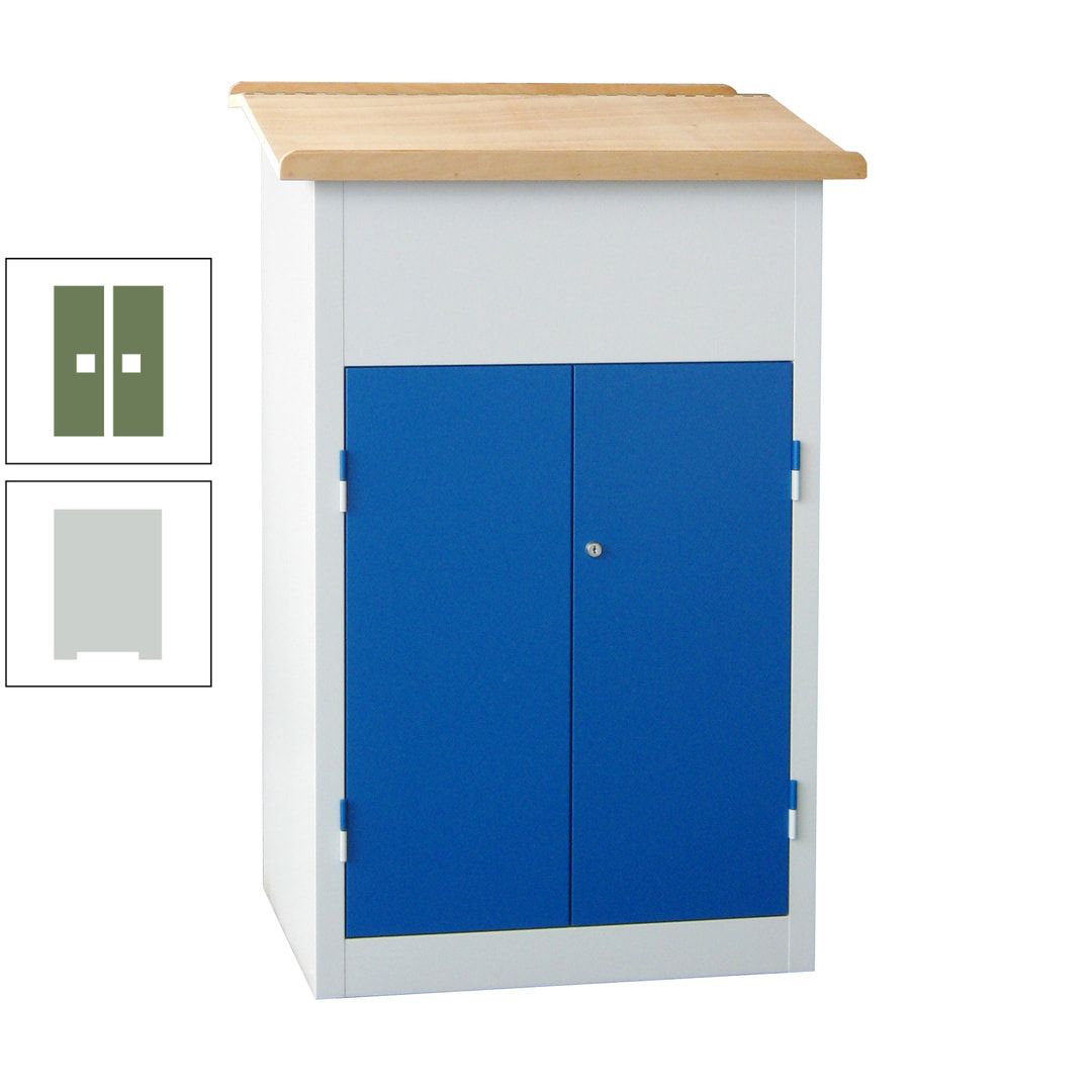 Stehpult mit Schrank - Vollblechtür - Zylinderschloss - 2 Böden - 1.200 x 700 x 600 mm (HxBxT) - anthrazitgrau