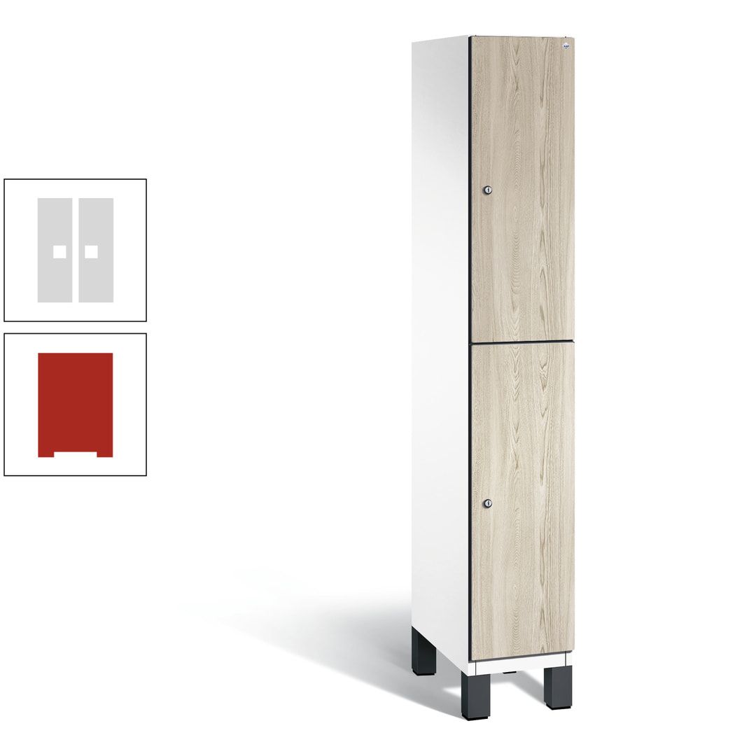 Fächerschrank, Garderobenschrank, mit Füßen, 1 Abteile, 1.980 x 300 x 525 mm (HxBxT), Korpus anthrazitgrau, Tür Donau-Ahorn