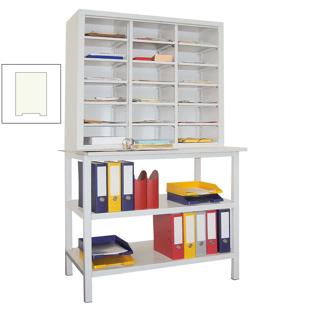 Sortierstation mit Tisch - Dokumentenregal - Ordnungsregal - Fächerregal - 18 Fächer - Postverteiler - 1.950 x 1.000 x 600 mm (HxBxT) - anthrazitgrau