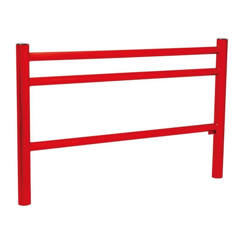 Geländer 3 Stahlrohre - 1.000 x 1.572 mm - Pfosten mit Edelstahlkopf - Farbe enzianblau - Außengeländer Systemgeländer