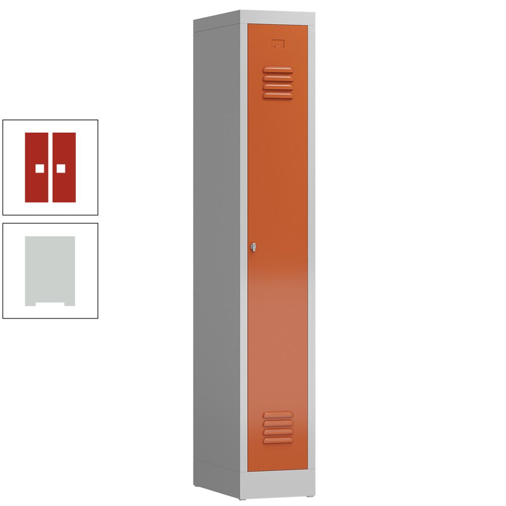 Garderobenschrank, Garderobenspind, 1 Abteil, 1.800 x 310 x 500 mm (HxBxT), Stahl, Drehriegelverschluss, Korpus: lichtgrau, Front: anthrazitgrau