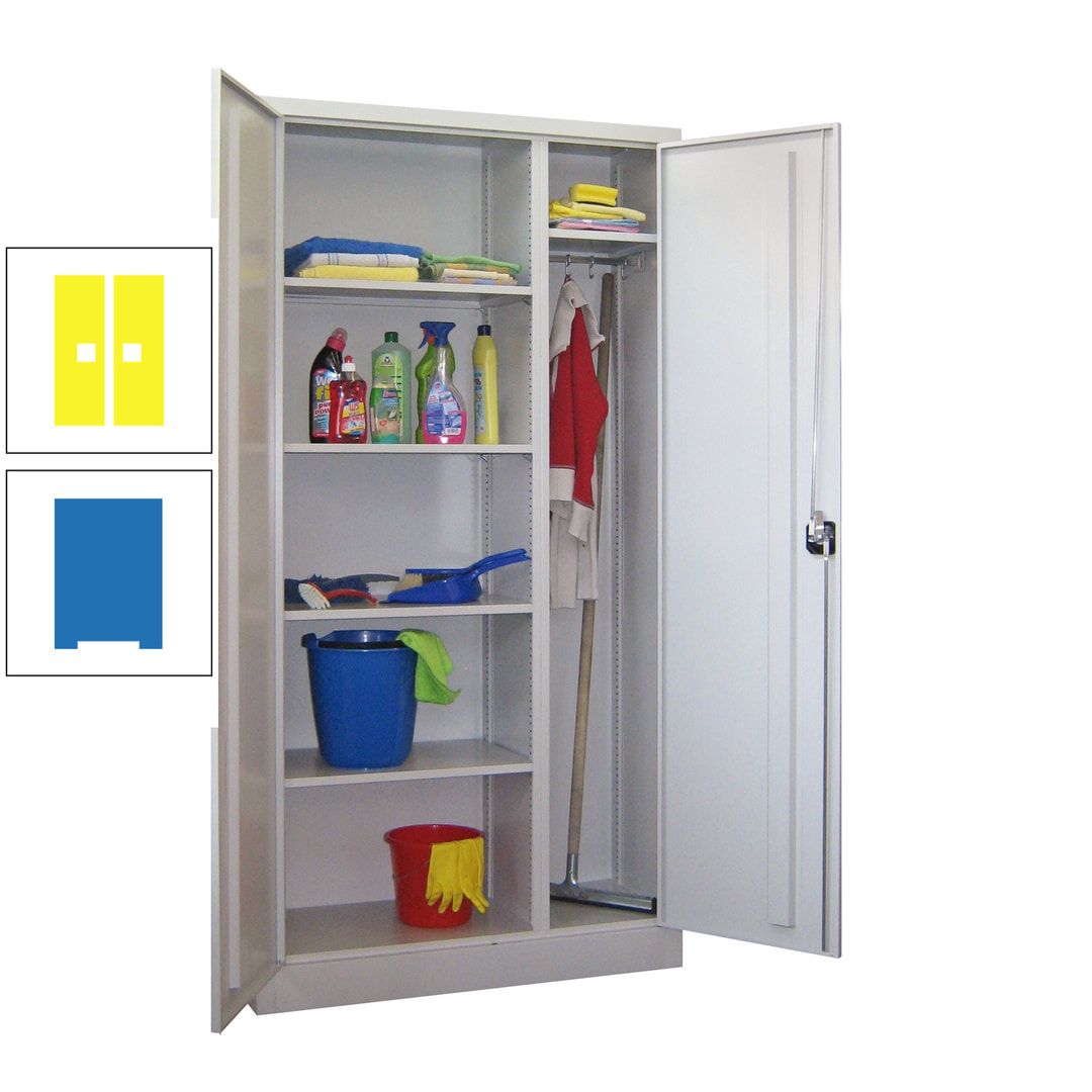 Putzschrank mit Trennwand - 1.950x1.000x400 mm (HxBxT) - Böden pulverbeschichtet - anthrazitgrau