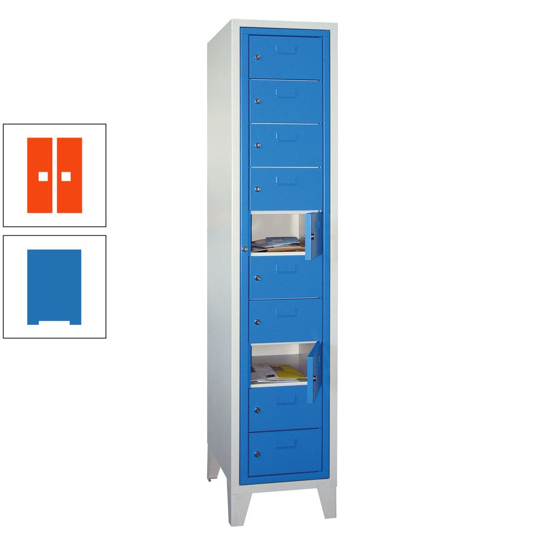 Schließfachschrank - Wäscheausgabeschrank - 10 Fächer a 315 mm - 1.850x400x500 mm (HxBxT) - Füße - Zylinderschloss - anthrazitgrau