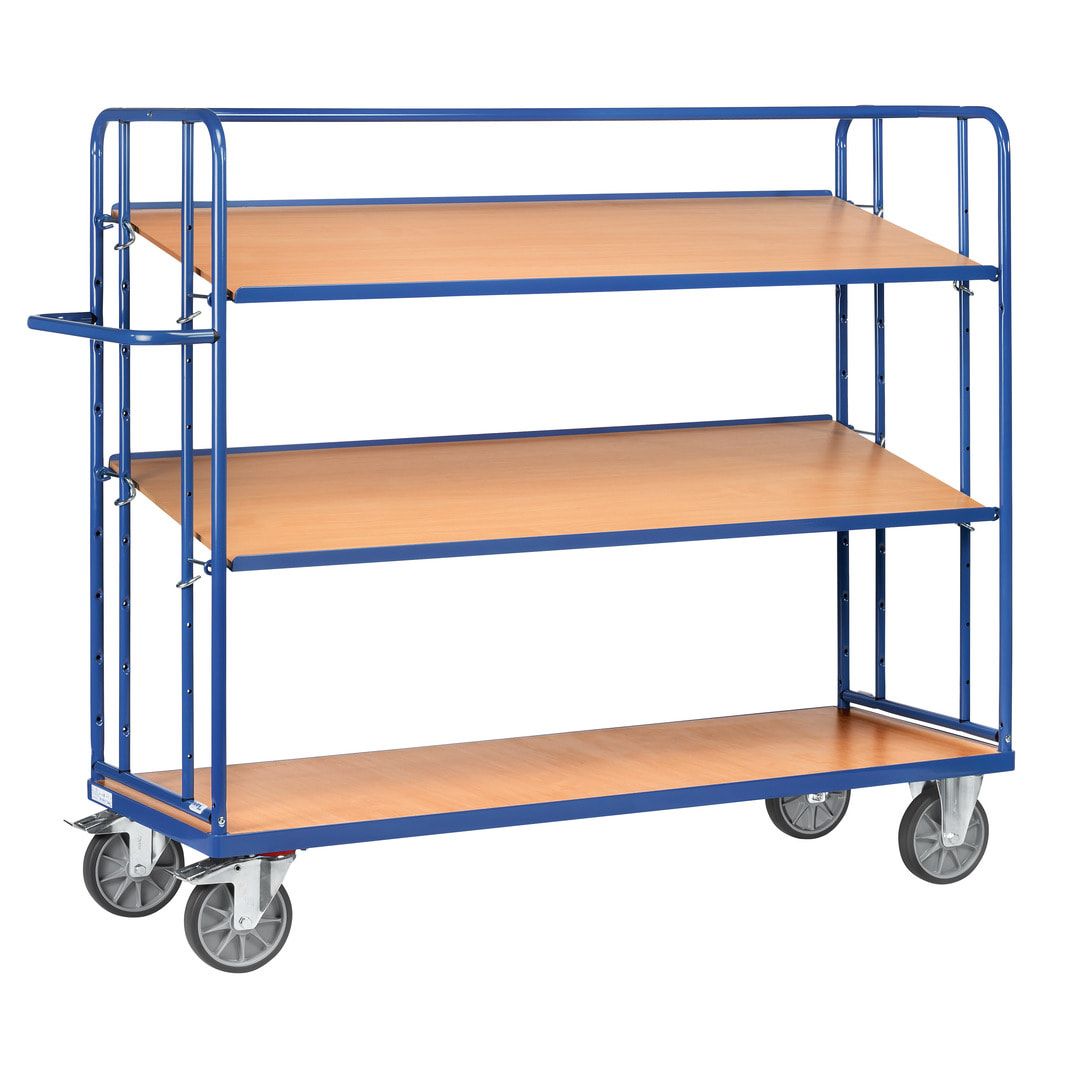 Fetra - Etagenwagen mit Schrägböden - Traglast 500 kg - 1.560 x 620 x 1.430 mm (HxBxT) - 3 Böden