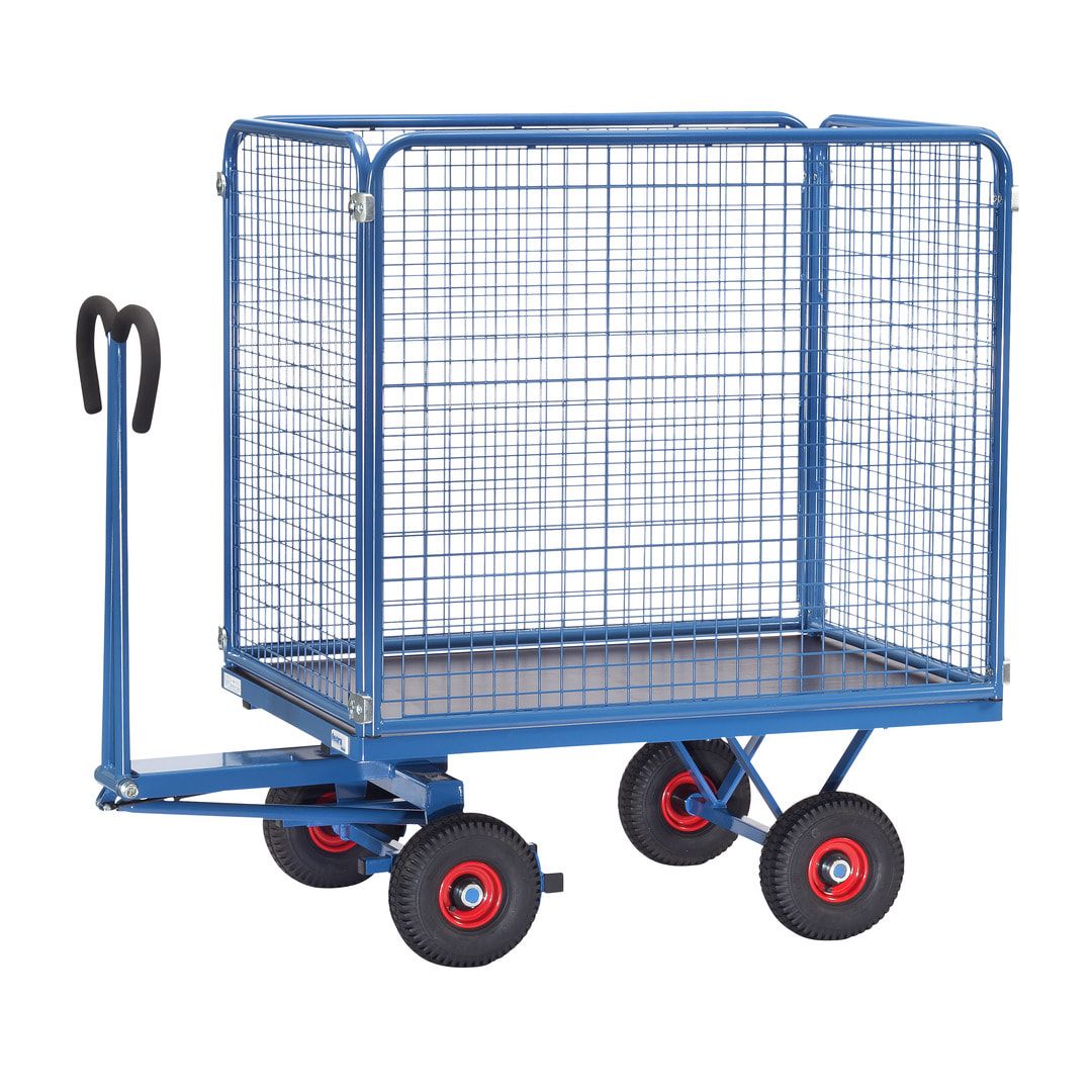 Fetra - Handpritschenwagen - Traglast 700 kg - (BxT) 800 x 1.200 mm - Drahtgitterwände 1.000 mm - Luft