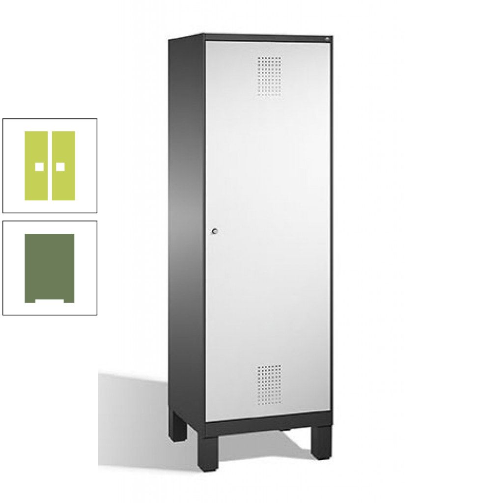 Doppel-Spind, Garderobenschrank, 1 Tür für 2 Abteile a 300 mm, Korpus anthrazitgrau, Türen anthrazitgrau, 1.850 x 600 x 500 mm (HxBxT)