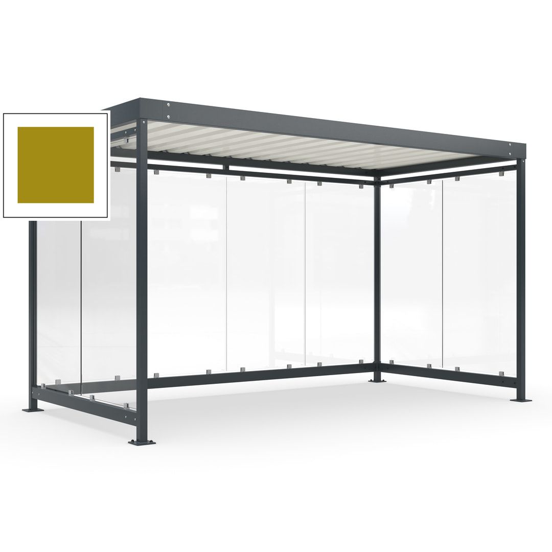 Fahrradunterstand, Fahrgastunterstand, Bushaltestelle, Bausatz, 12-13 Personen, 2.510 x 4.195 x 2.165 mm (HxBxT), 8 Wände, Achatgrau