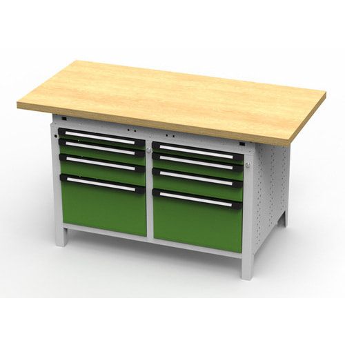 OTTOKIND Werkbank - bündige Arbeitsplatte - 850 x 1.150 x 750 mm (HxBxT) - 8 Schubladen - lichtgrau