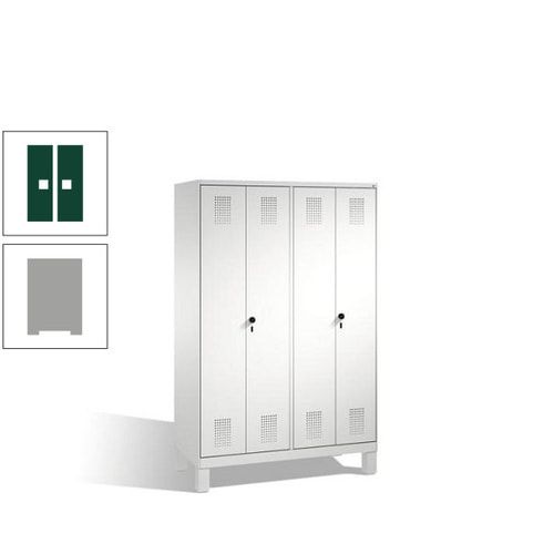 Doppel-Spind, Doppeltüren, Garderobenschrank mit Füßen, 4 Abteile a 300 mm, Korpus anthrazitgrau, Tür anthrazitgrau, 1.850 x 1.200 x 500 mm (HxBxT)