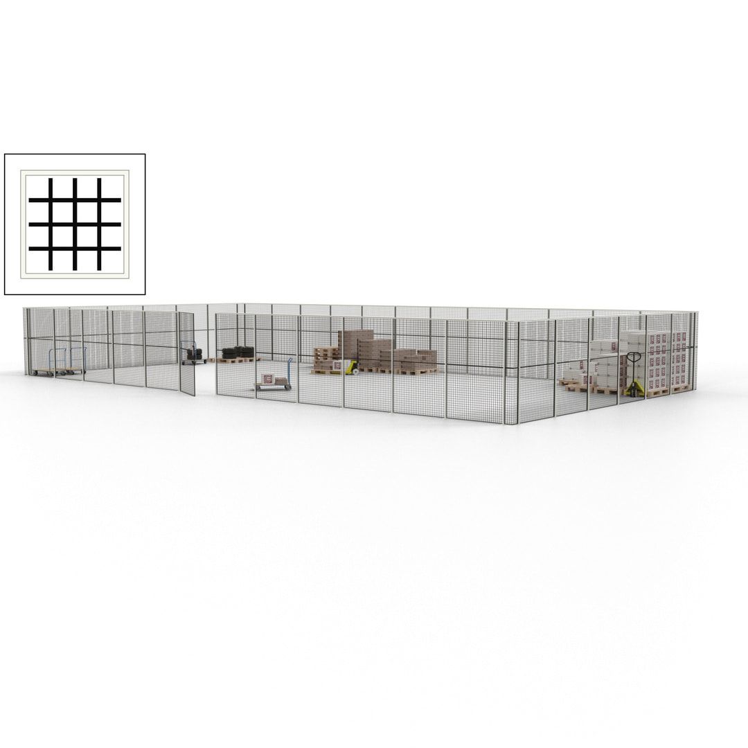 Maschinen Schutzgitter - Hallentrennwand - Sicherheitszaun - Tür - 54 m - 2.200 x 18.400 x 9.400 mm (HxBxT) - enzianblau