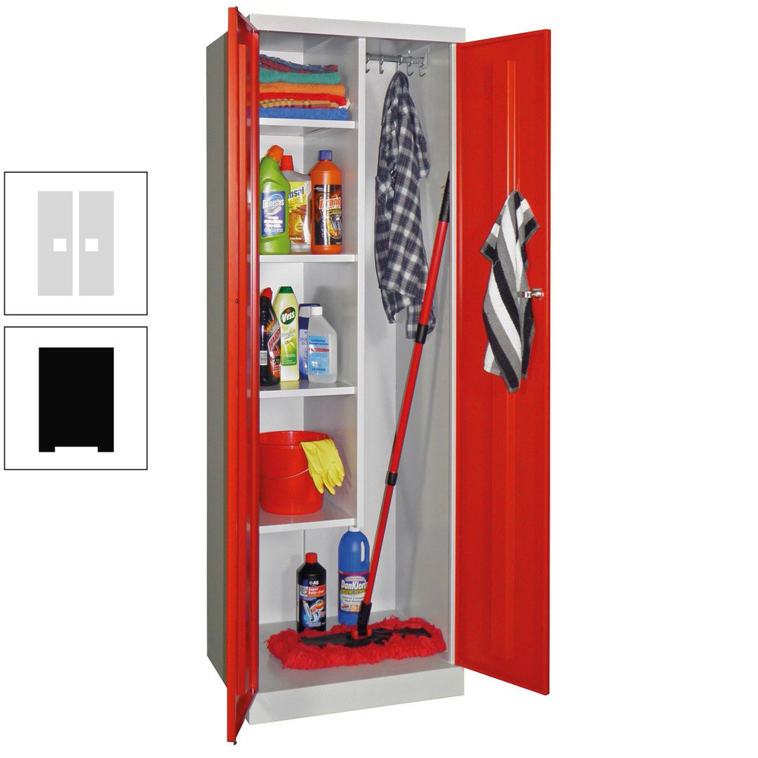Putzschrank mit Sockel - 1 Abteil mit Trennwand - 1.800x600x500 mm (HxBxT) - Zylinderschloss - anthrazitgrau
