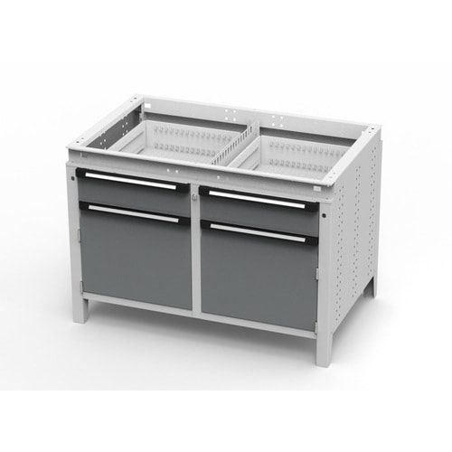 OTTOKIND Werkbank - bündige Arbeitsplatte - 850 x 1.150 x 750 mm (HxBxT) - 2 Schubladen - 2 Schränke - lichtgrau
