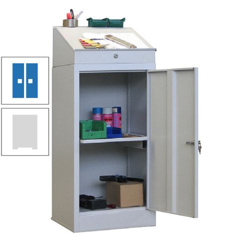 Stehpult mit Schrank - Vollblechtür - Zylinderschloss - 1 Ausziehboden - 1.270x500x500 mm (HxBxT) - anthrazitgrau