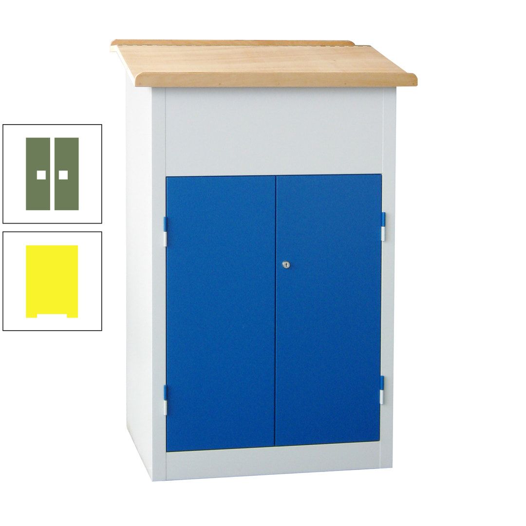 Stehpult mit Schrank - Vollblechtür - Zylinderschloss - 2 Böden - 1.200 x 700 x 600 mm (HxBxT) - anthrazitgrau
