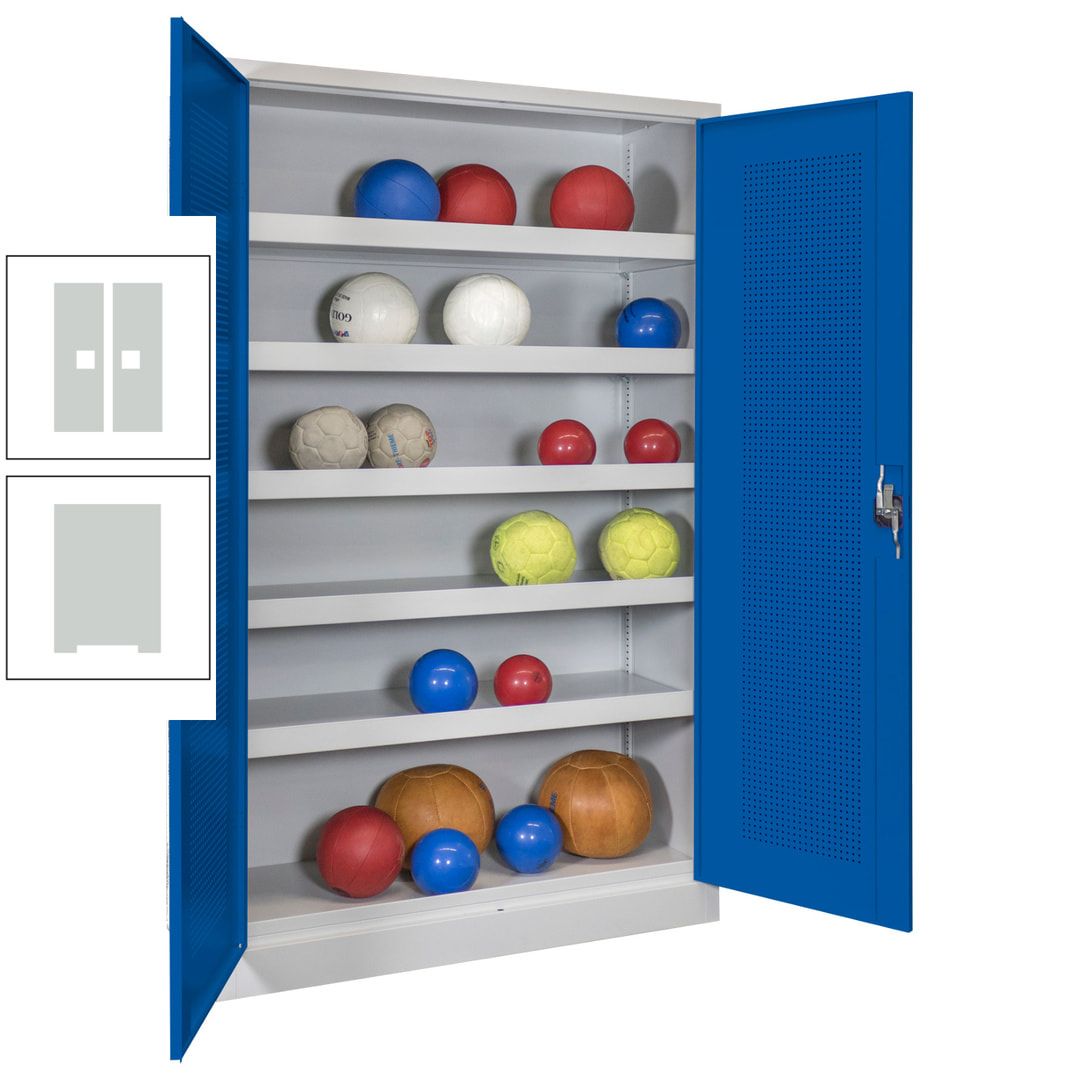 Ballschrank - Lochfeldtüren - 5 Böden - 1.950x1.200x500 mm (HxBxT) - anthrazitgrau