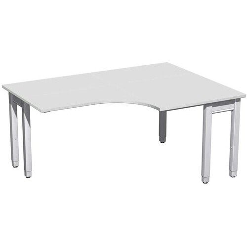 Eckschreibtisch, Eckteil 800 mm, rechts, einseitig verkürzt, 4-Fuß Quadrat Pro, höhenverstellbar, 680-800 x 1.600 x 1.200 mm (HxBxT), Dekor Ahorn