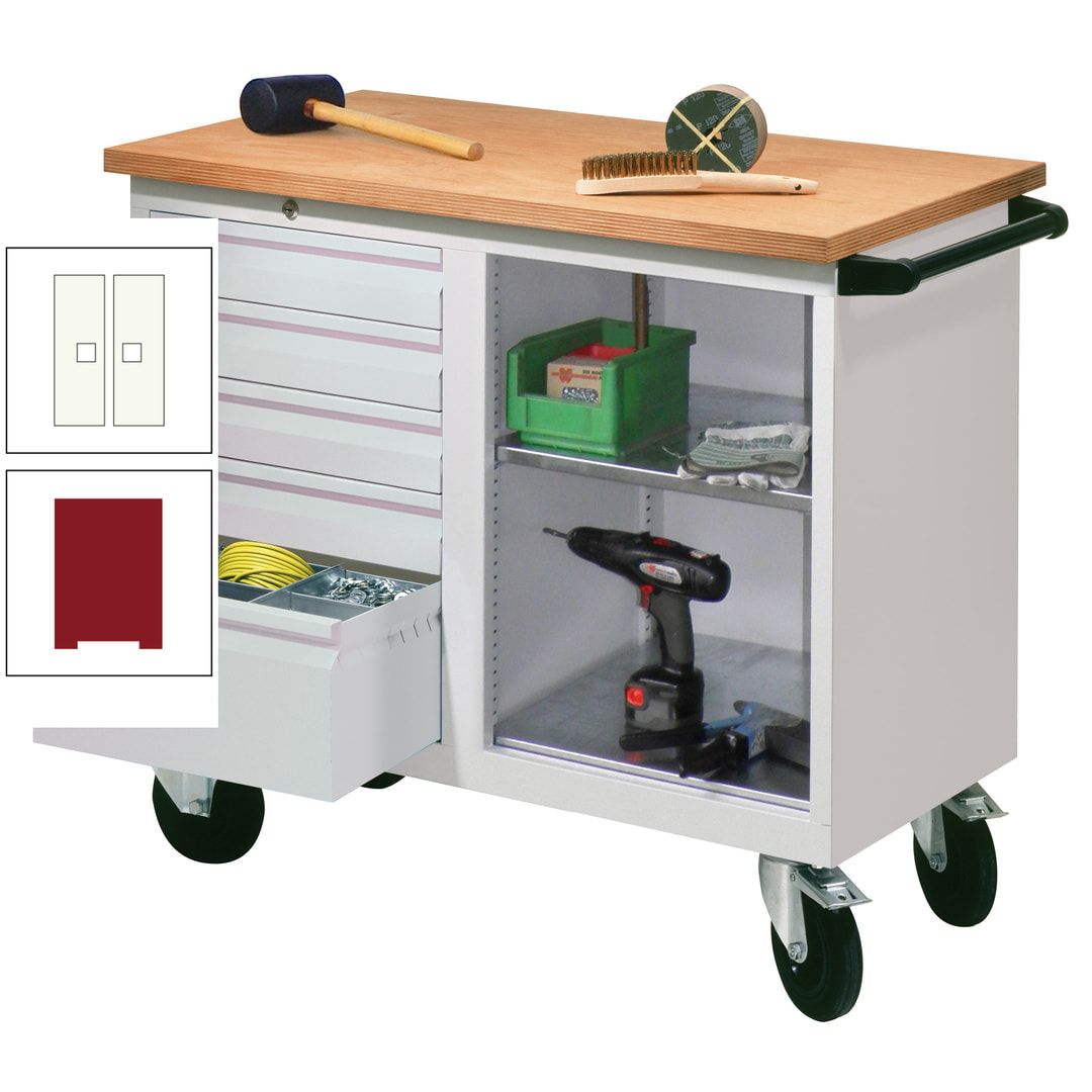 Mobile Werkbank - Werkstattwagen - 915 x 1.090 x 600 mm - 5 Schubladen und Ablagefach - anthrazitgrau