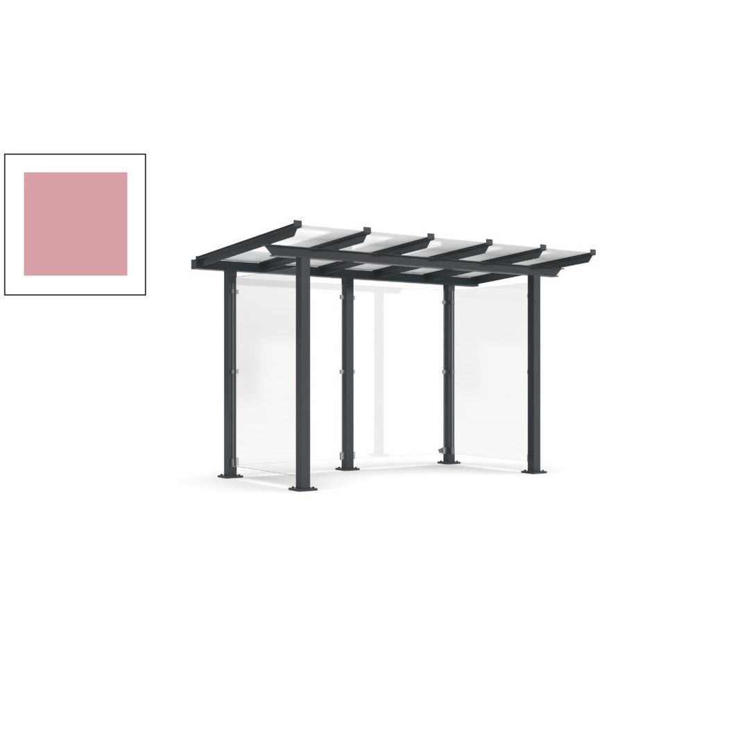 Unterstand mit Pultdach und Sicherheitsglas - feuerverzinkt und farbbeschichtet - 2.435 x 3.850 x 2.090 (HxBxT) - Farbe Achatgrau