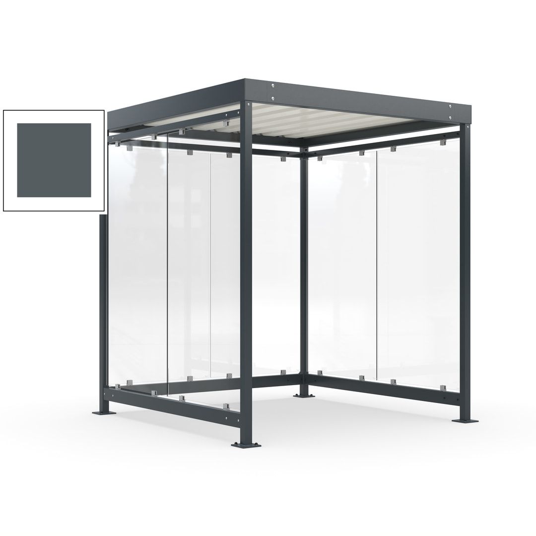 Raucherunterstand, Bushaltestelle, Bausatz, 6-7 Personen, 6 Wände, 2.510 x 2.165 x 2.165 mm (HxBxT), Achatgrau