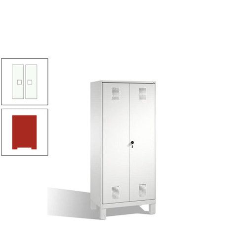 Doppel-Spind, Doppeltüren, Garderobenschrank mit Füßen, 2 Abteile a 400 mm, Korpus anthrazitgrau, Tür anthrazitgrau, 1.850 x 800 x 500 mm (HxBxT)