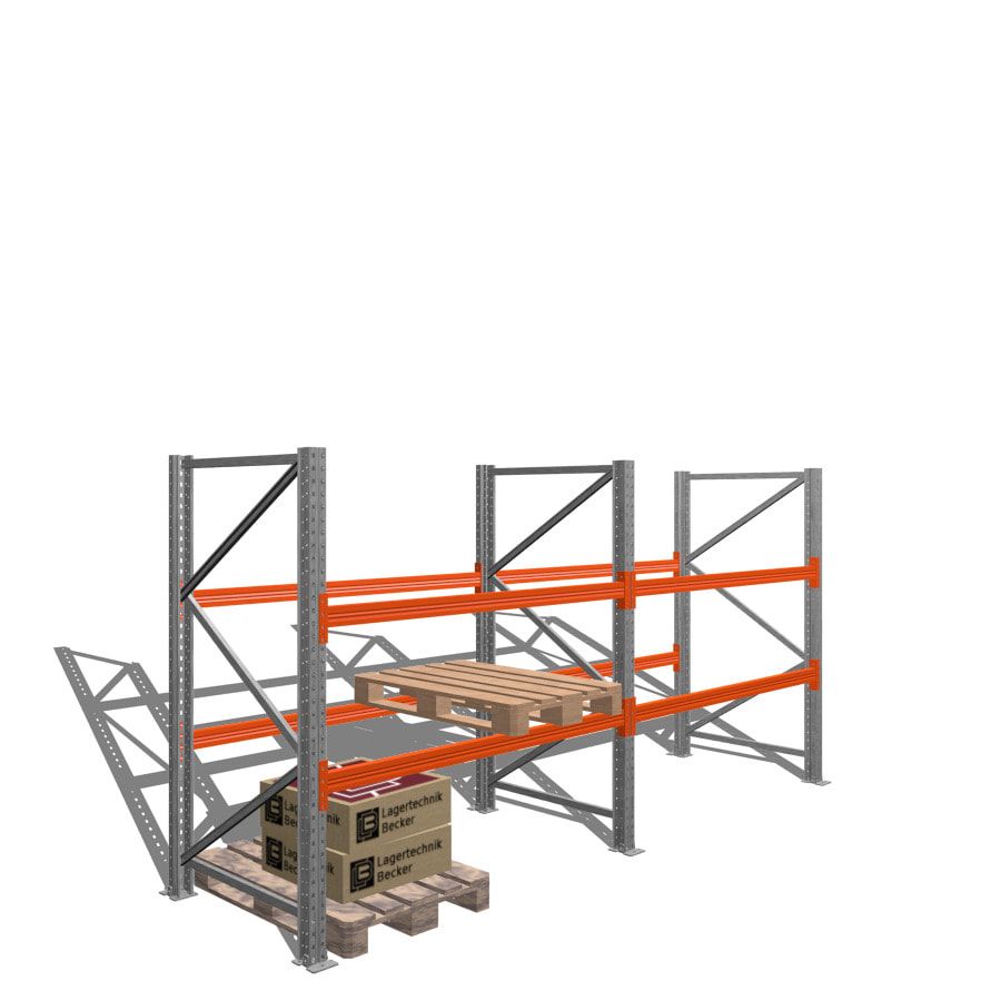 Palettenregal, Schwerlastregal - Fachlast 2,0 t - (HxBxT) 2.000 x 4.000 x 1.100 mm - 2 Felder