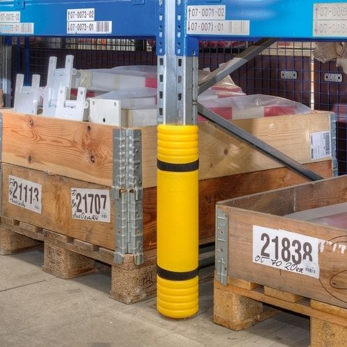 Regal-Anfahrschutz für Regalstützen von 60 - 85 mm, aus hochwertigem Polyethylen (MDPE), für Palettenregale, Kragarmregale, Lagerregale