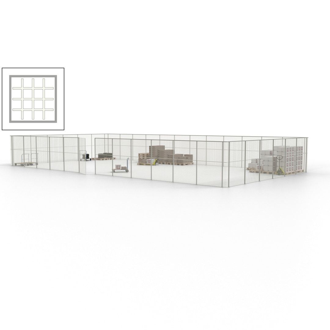 Maschinen Schutzgitter - Hallentrennwand - Sicherheitszaun - Tür - 54 m - 2.200 x 18.400 x 9.400 mm (HxBxT) - enzianblau