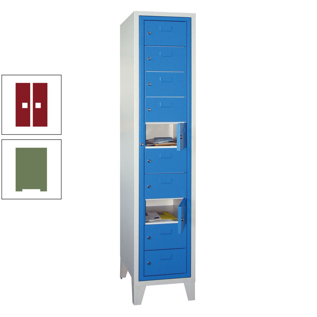 Schließfachschrank - Wäscheausgabeschrank - 10 Fächer a 315 mm - 1.850x400x500 mm (HxBxT) - Füße - Zylinderschloss - anthrazitgrau