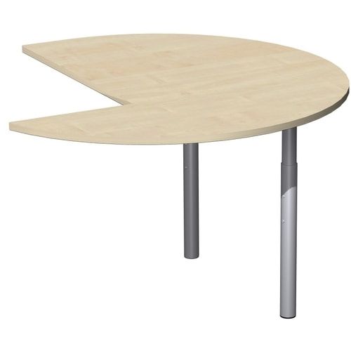 Anbautisch Dreiviertelkreis links, 4-Fuß Flex, höhenverstellbar 680-820 mm, 1.200 x 1.200 mm (BxT), Dekor Ahorn, Gestell anthrazit