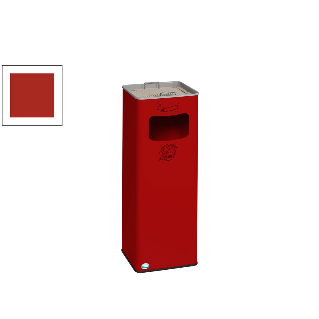 Abfallsammler mit Ascher - viereckig - Volumen 32 l - 665 x 260 x 260 mm (HxBxT) - Antik silber