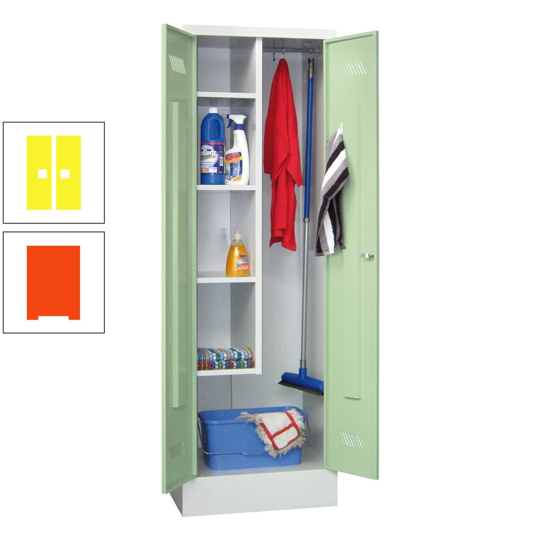 Putzschrank mit Sockel - 1 Abteil mit Trennwand - 1.850x600x500 mm (HxBxT) - Drehriegel - anthrazitgrau