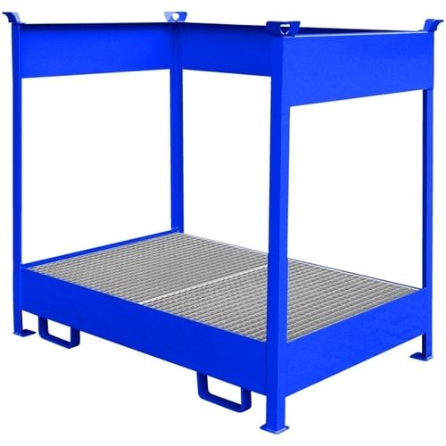 Eichinger Transport-Auffangwanne, Stahl, 210 Liter, 2 x 200l Fässer, stapelfähig, Gitterrost,1.465 x 1.120 x 1.515 mm (HxBxT), Farbe anthrazitgrau