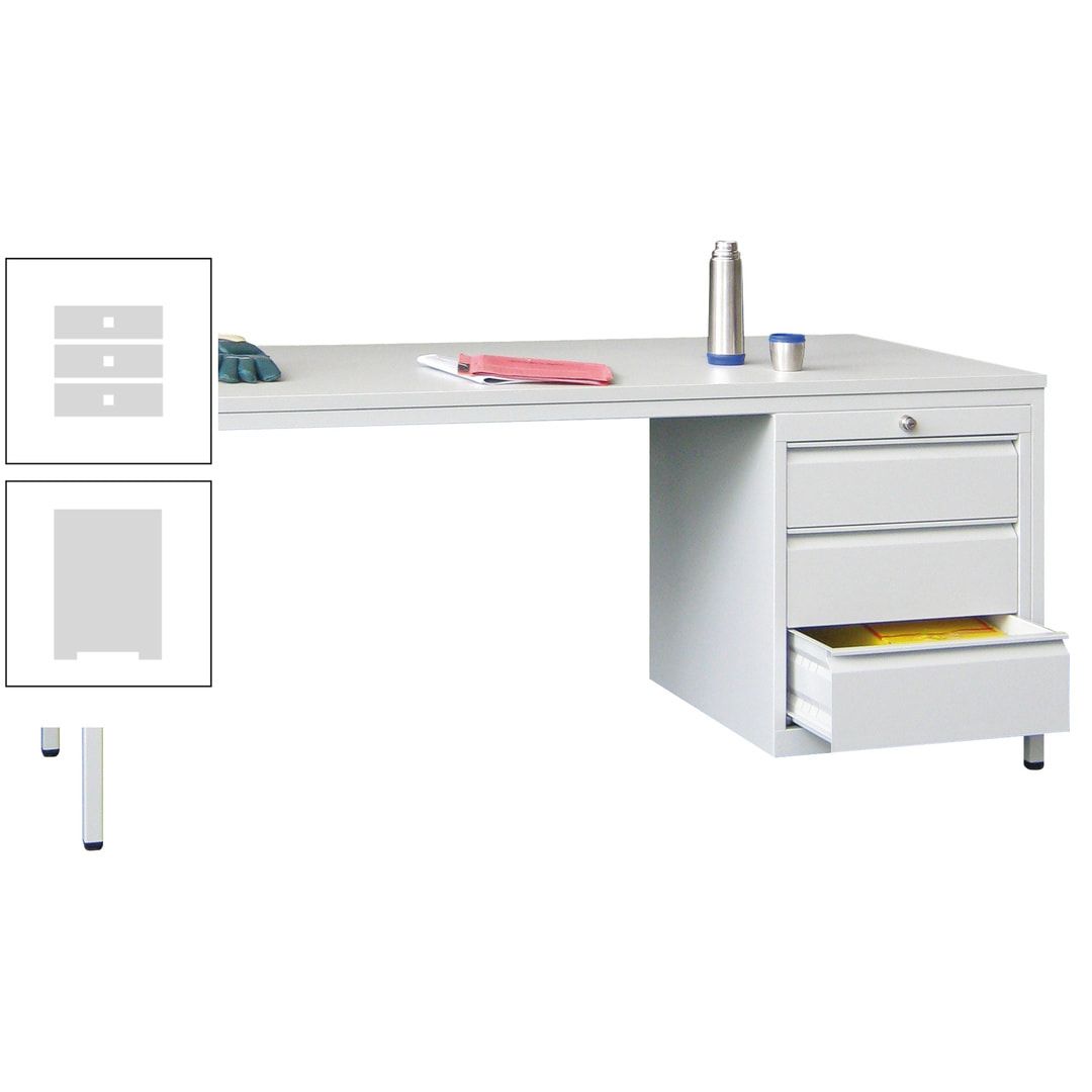 Meisterschreibtisch - 3 Schubladen 150 / 175 mm - 720 x 1.700 x 800 mm (HxBxT) - anthrazitgrau