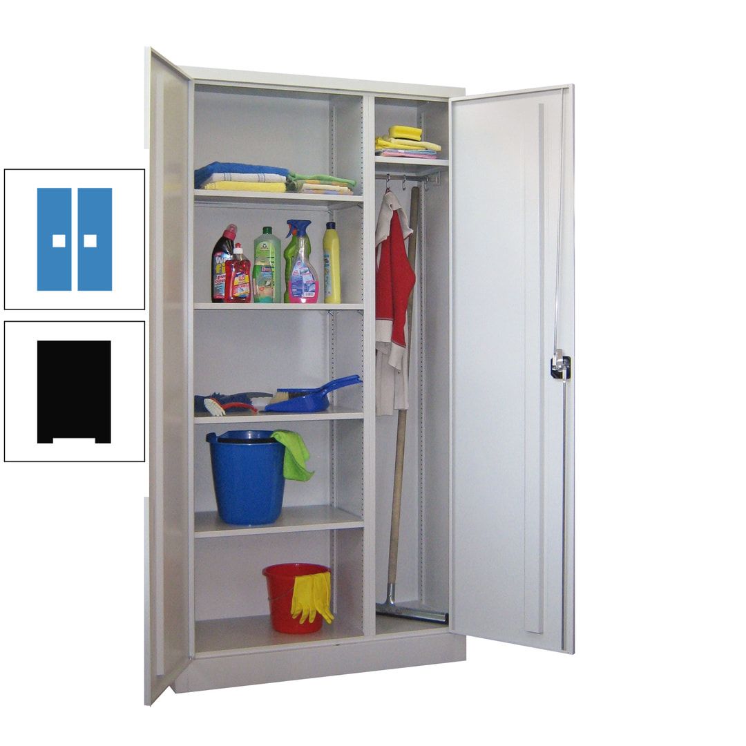 Putzschrank mit Trennwand - 1.950x1.000x400 mm (HxBxT) - Böden pulverbeschichtet - anthrazitgrau