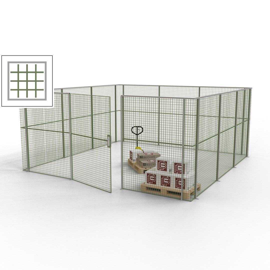 Maschinen Schutzgitter - Hallentrennwand - Sicherheitszaun - Tür - 18 m - 2.200 x 4.900 x 4.900 mm (HxBxT) - enzianblau