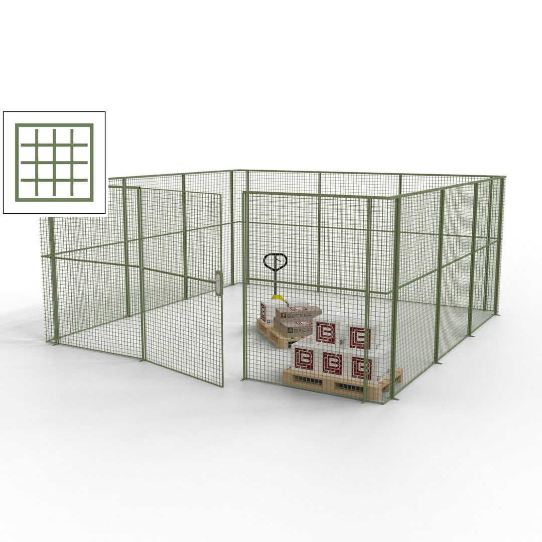 Maschinen Schutzgitter - Hallentrennwand - Sicherheitszaun - Tür - 18 m - 2.200 x 4.900 x 4.900 mm (HxBxT) - enzianblau