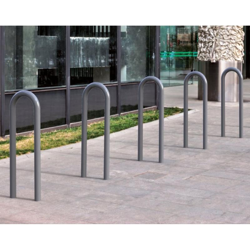 Fahrradbügel - Anlehnbügel - Büroklammerform - Einbetonierung - 870 x 300 mm (HxB) - beschichtet in enzianblau (RAL 5010)