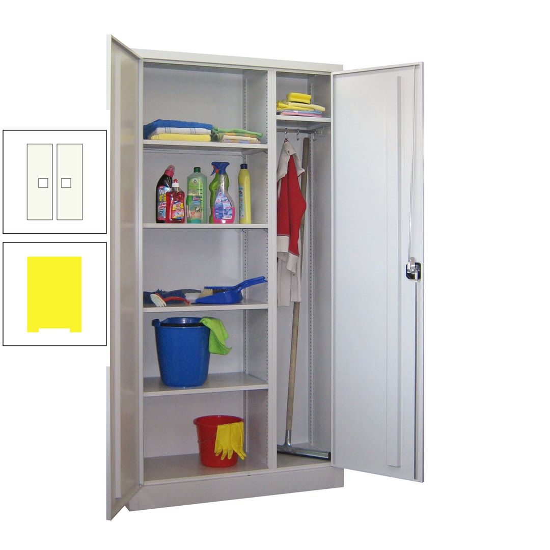 Putzschrank mit Trennwand - 1.950x1.000x400 mm (HxBxT) - Böden pulverbeschichtet - anthrazitgrau