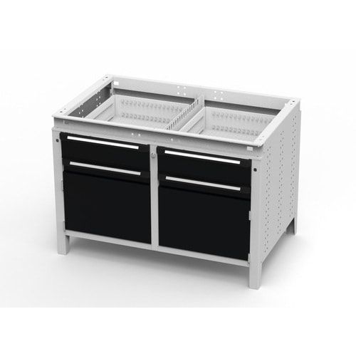 OTTOKIND Werkbank - bündige Arbeitsplatte - 850 x 1.150 x 750 mm (HxBxT) - 2 Schubladen - 2 Schränke - lichtgrau