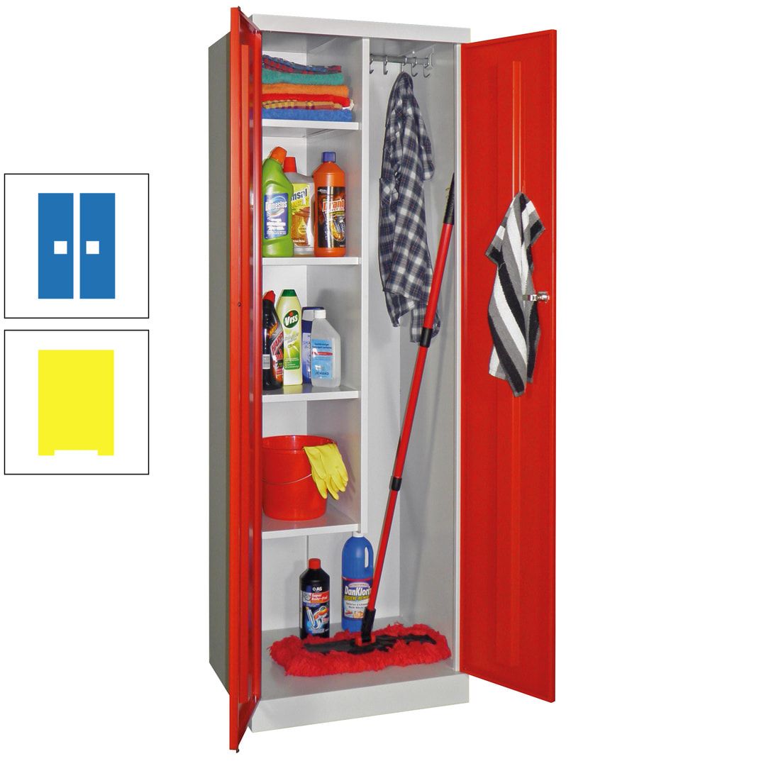 Putzschrank mit Sockel - 1 Abteil mit Trennwand - 1.800x600x500 mm (HxBxT) - Zylinderschloss - anthrazitgrau