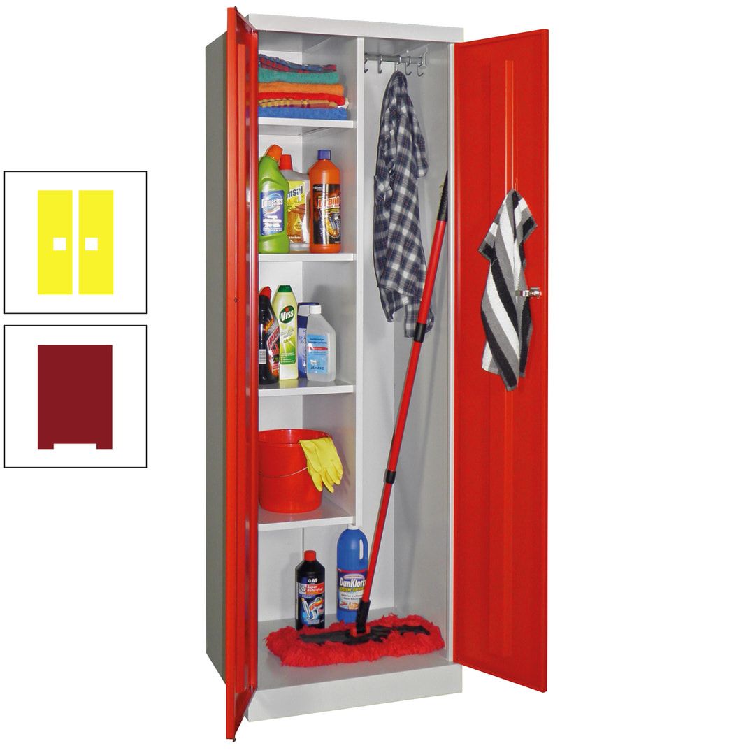 Putzschrank mit Sockel - 1 Abteil mit Trennwand - 1.800x600x500 mm (HxBxT) - Zylinderschloss - anthrazitgrau