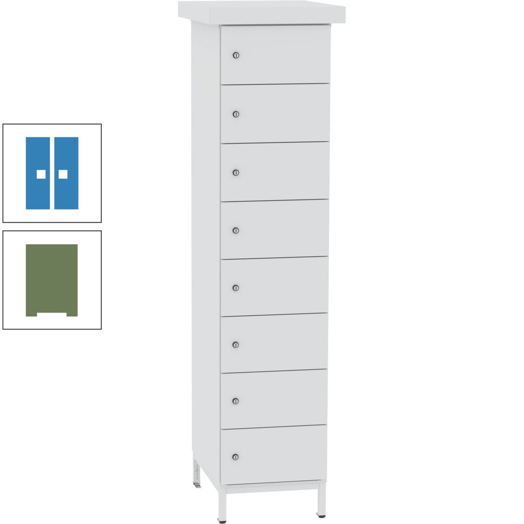 Akkuschrank, Batterieladeschrank, 8 Fächer, Schutzart IP54, Schuko, 1.855 x 400x 570 mm (HxBxT), Korpusfarbe anthrazitgrau, Frontfarbe anthrazitgrau