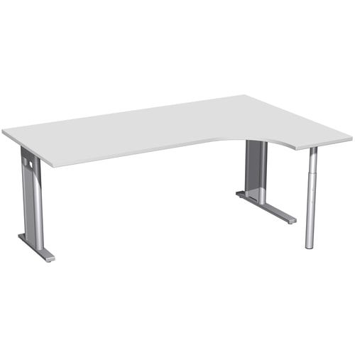 Eckschreibtisch, Ecke rechts, Füße einseitig verkürzt, C-Fuß Pro, 720 x 1.600 x 1.200 mm (HxBxT), Gestell silber, Dekor Ahorn