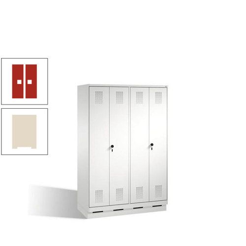 Doppel-Spind, Doppeltüren, Garderobenschrank mit Sockel, 4 Abteile a 300 mm, Korpus anthrazitgrau, Tür anthrazitgrau, 1.800 x 1.200 x 500 mm (HxBxT)