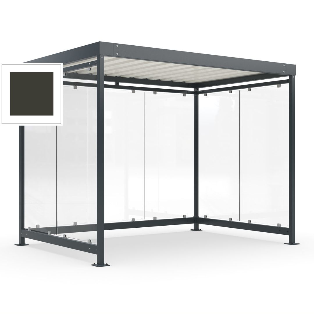 Raucherunterstand, Bausatz, Fahrgastunterstand, Bushaltestelle, 2.510 x 3.180 x 2.165 mm (HxBxT), 7 Wände, Achatgrau
