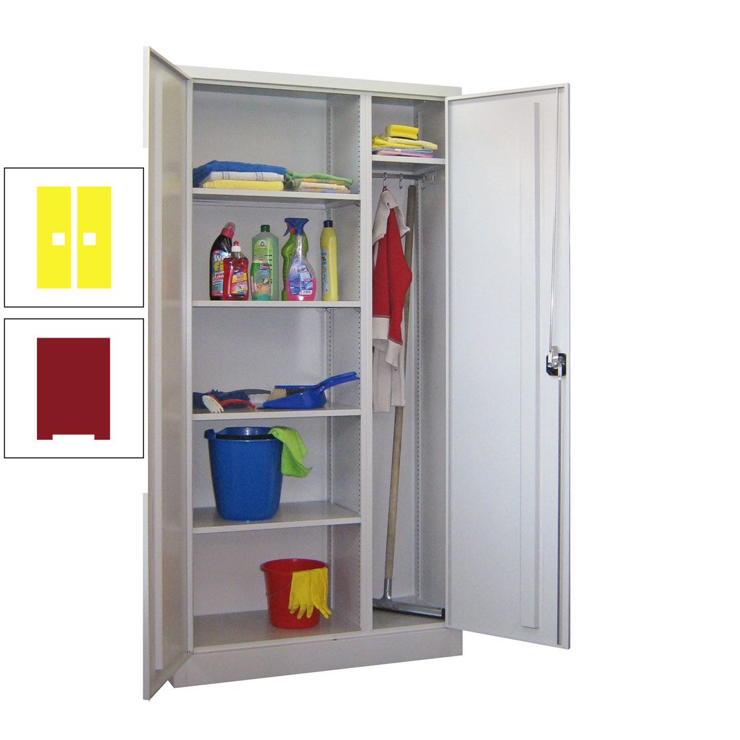 Putzschrank mit Trennwand - 1.950x1.000x400 mm (HxBxT) - Böden pulverbeschichtet - anthrazitgrau