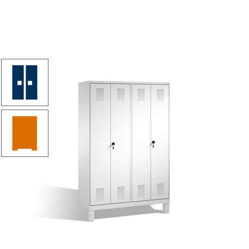 Doppel-Spind, Doppeltüren, Garderobenschrank mit Füßen, 4 Abteile a 300 mm, Korpus anthrazitgrau, Tür anthrazitgrau, 1.850 x 1.200 x 500 mm (HxBxT)