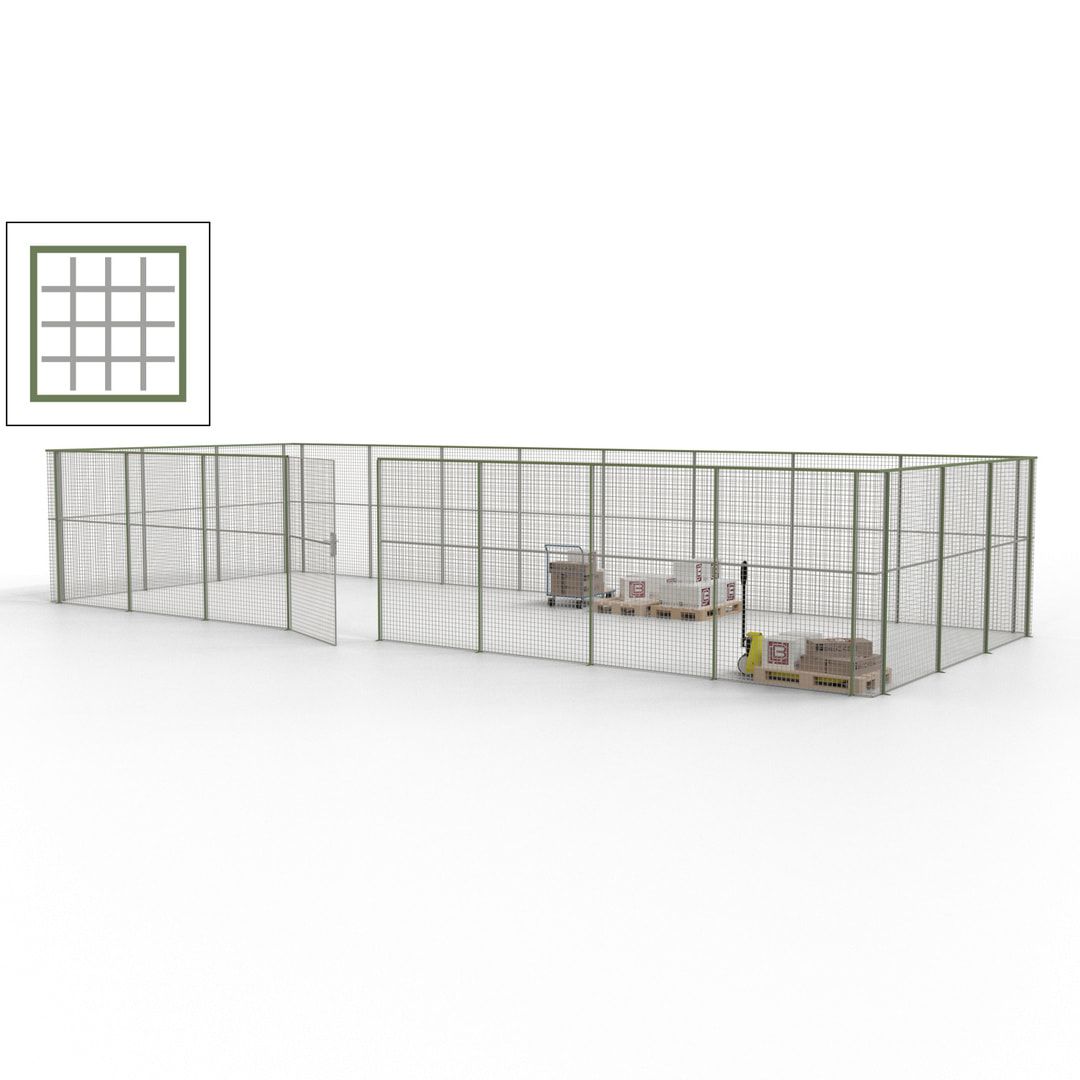 Maschinen Schutzgitter - Hallentrennwand - Sicherheitszaun - Tür - 33 m - 2.200 x 12.400 x 4.900 mm (HxBxT) - enzianblau